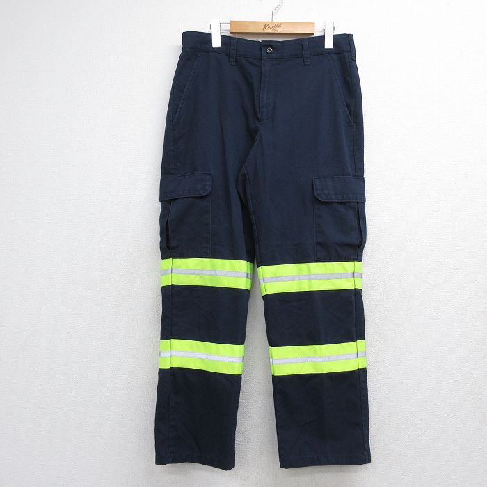 レッドキャップ ワークカーゴパンツ リフレクター ネイビー 実寸W32 | 古着