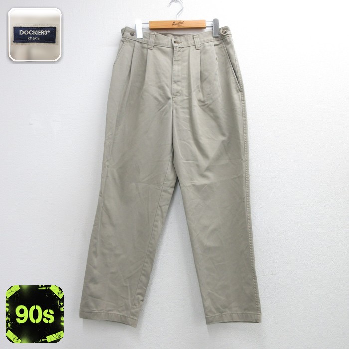 ドッカーズ 90年代 パンツ ツータック ベージュ 実寸W34 | 古着