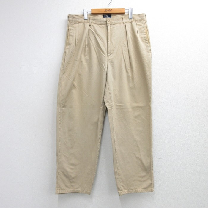 ラルフローレン 90年代 パンツ 2タック チノパン ワイドシルエット ベージュ 実寸W38 | 古着