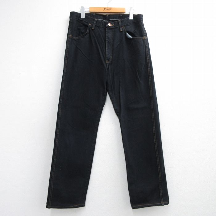 W34★古着 ラスラー ジーンズ メンズ コットン ブラック デニム 26aug06