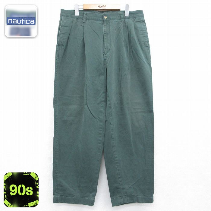 ノーティカ 90s パンツ グリーン 実寸W36 | 古着