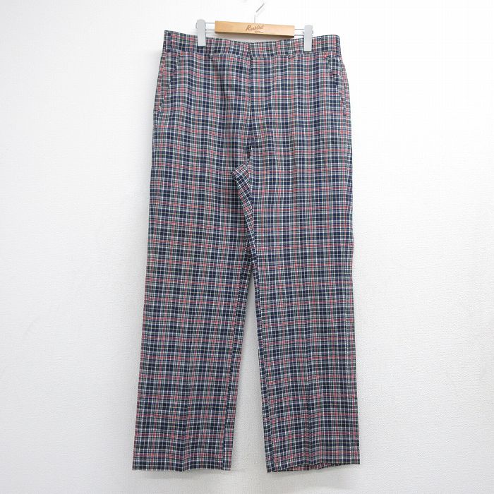 W35★古着 HAGGAR パンツ メンズ 80年代 80s USA製 ネイビー チェック【spe】 26aug10
