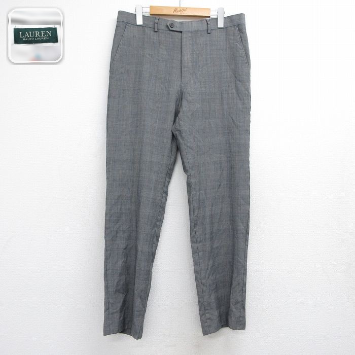 ラルフローレン パンツ グレーチェック 実寸W34 | 古着