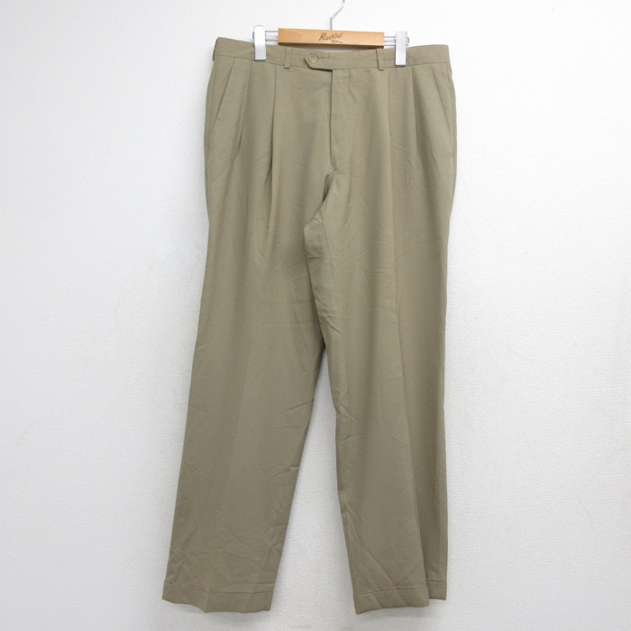 ラルフローレン スラックス タック ベージュ 実寸W35 | 古着
