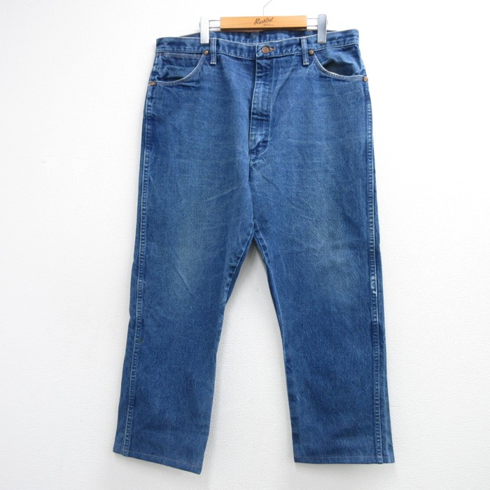 W39★古着 ラングラー Wrangler パンツ メンズ ジーンズ 大きいサイズ コットン USA製 ネイビー デニム【spe】 26aug19