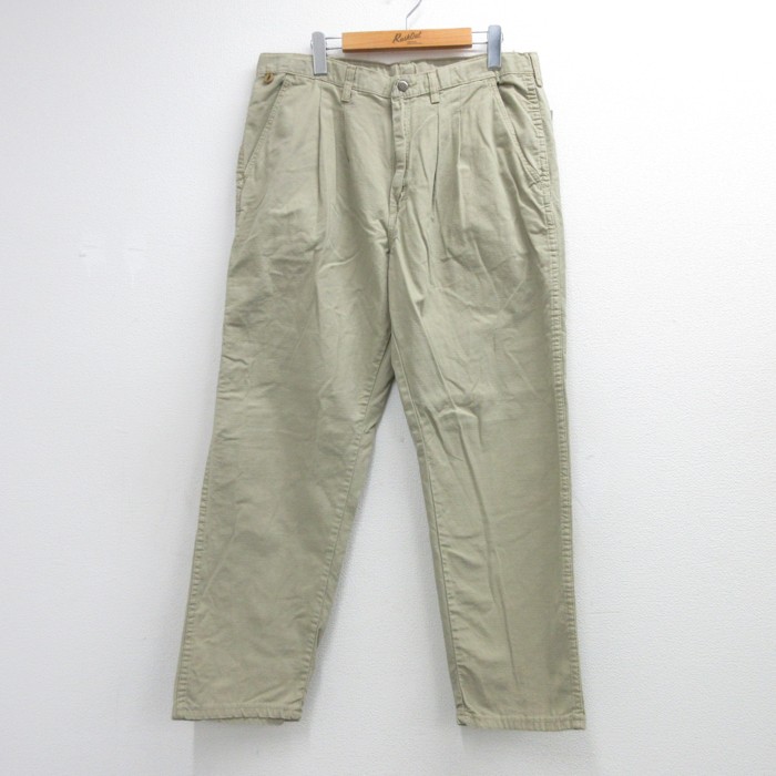 ラングラー 90s ツータックパンツ リップストップ ベージュ 実寸W36 | 古着