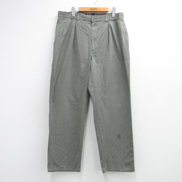 ラルフローレン 90s パンツ ツータックチノ グレー 実寸W36 | 古着