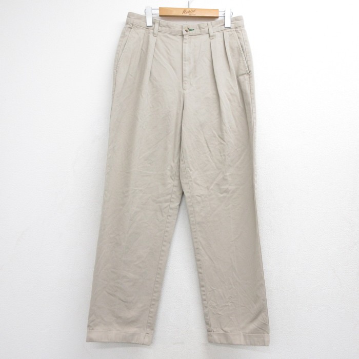 トミーヒルフィガー 90s パンツ ツータック ベージュ 実寸W32 | 古着
