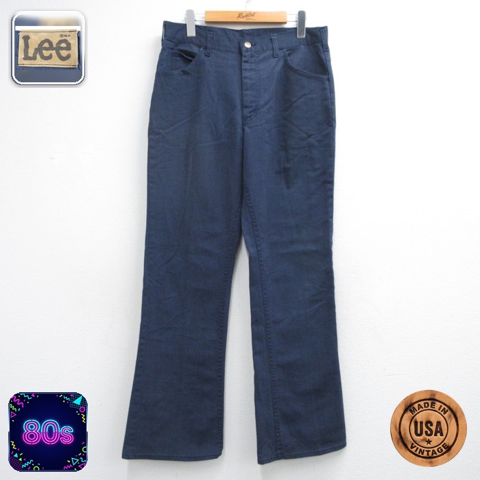 リー 80s パンツ タロン ライダース フレア ネイビー メンズ実寸W34 | 古着