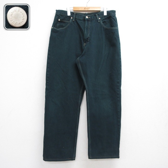 ラングラー Wrangler パンツ メンズ ジーンズ コットン グリーン デニム 実寸W34 | 古着