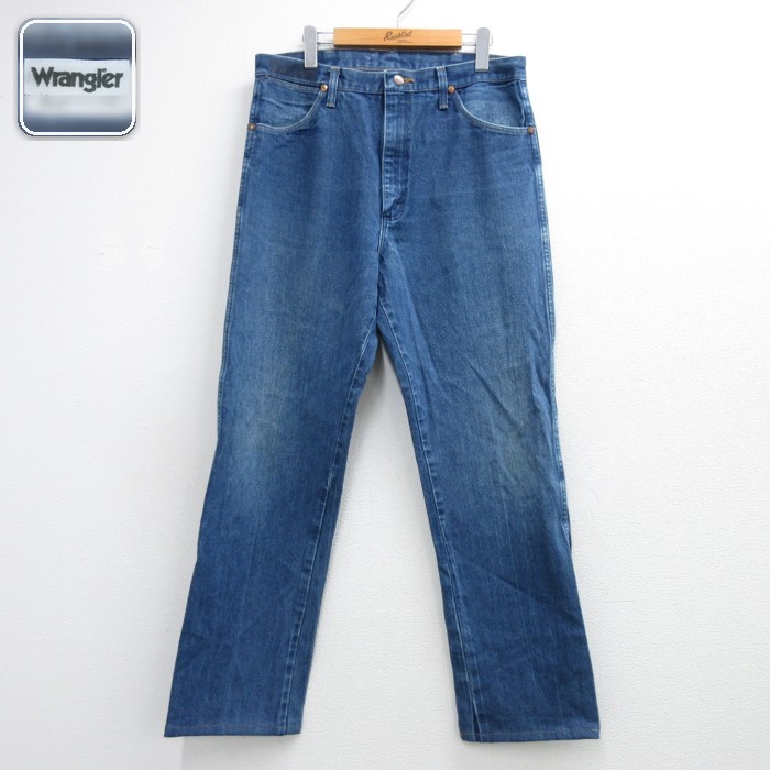 ラングラー Wrangler パンツ メンズ ジーンズ ストレート コットン ネイビー デニム 実寸W33 | 古着
