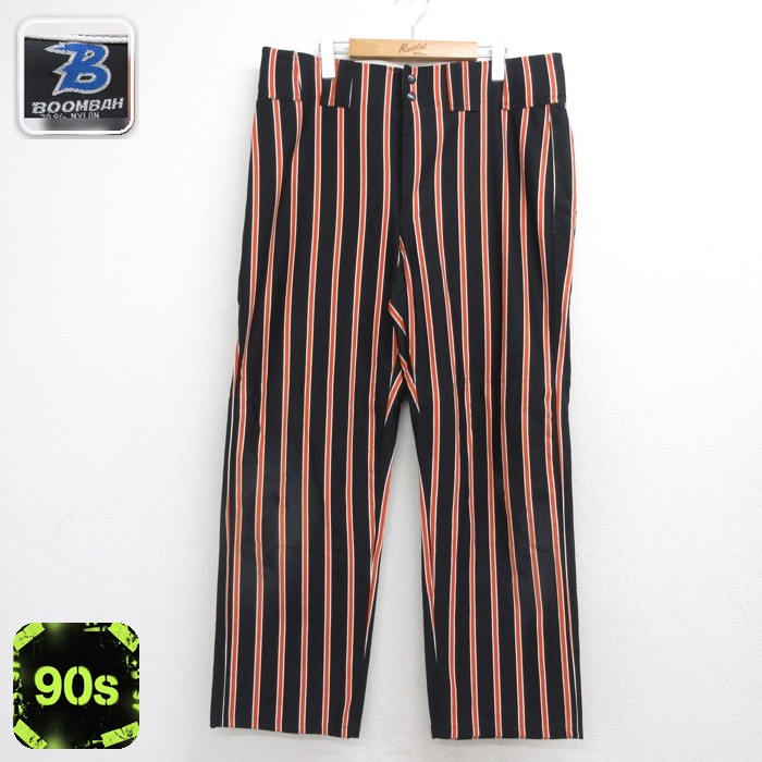 BOOMBAH 90s パンツ ストライプ ブラック 実寸W38 | 古着