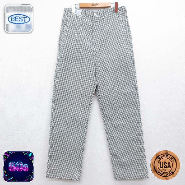 BEST 80s パンツ 千鳥格子 ホワイト 実寸W31 | 古着