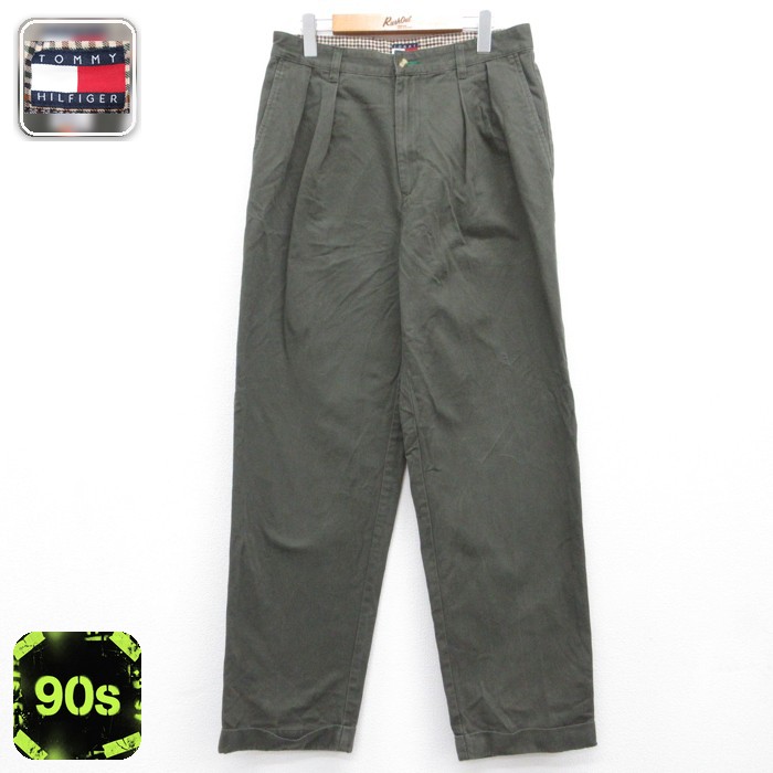 トミーヒルフィガー 90s チノパンツ カーキ 実寸W32 | 古着
