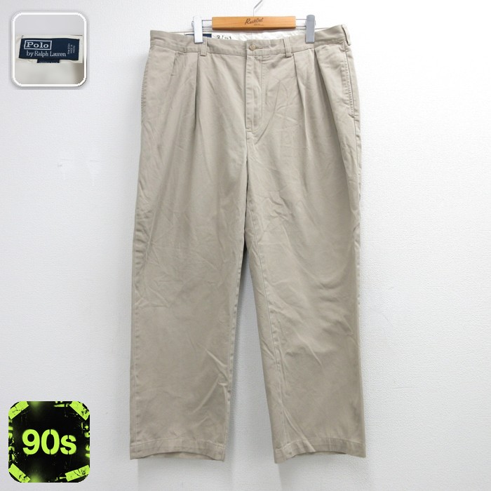 ラルフローレン 90s パンツ ツータックチノ ブラウン 実寸W37 | 古着