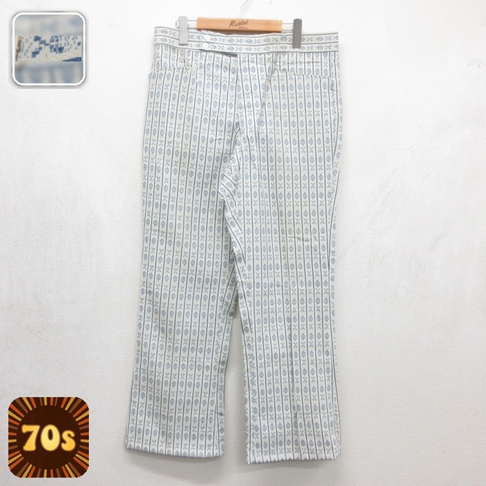 Shapco 70s ブーツカットパンツ ストライプ ホワイト 実寸W34 | 古着