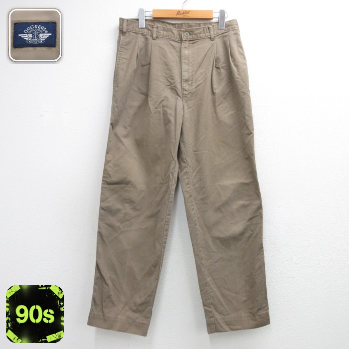 DOCKERS ドッカーズ パンツ メンズ 90s ツータック チノパン コットン ブラウン 実寸W31 | 古着