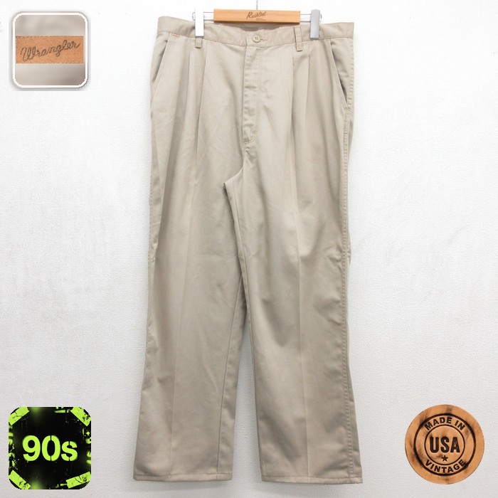 ラングラー 90s パンツ ツータック ベージュ 実寸W36 | 古着