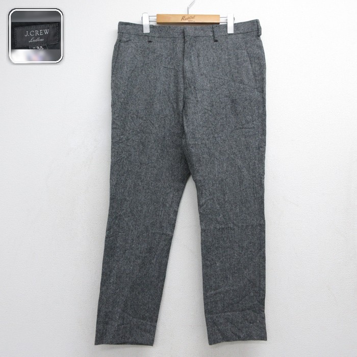 W34★古着 ジェイクルー J.CREW メンズ デッド ウール ヘリンボーン グレー 霜降り 26sep18