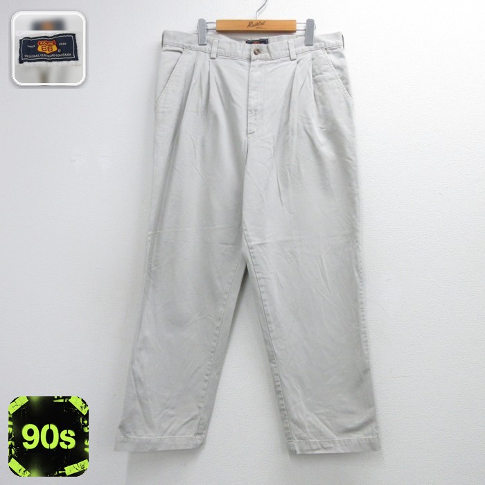 Route 66 00s ツータックチノパン グレー 実寸W36 | 古着