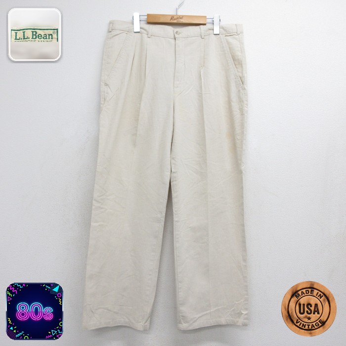 エルエルビーン 80s パンツ ツータック オフホワイト 実寸W36 | 古着
