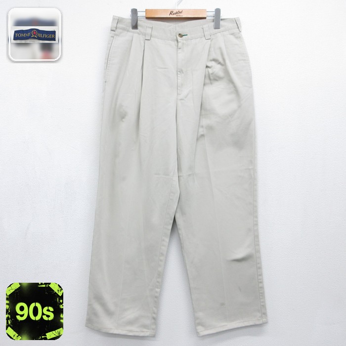 トミーヒルフィガー ツータックチノパンツ ベージュ 実寸W33 | 古着