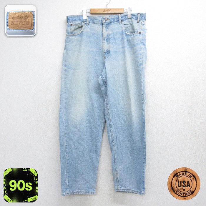 STYLE パンツ メンズ 90s ジーンズ W38 L30 コットン USA製 ネイビー デニム 実寸W38 | 古着