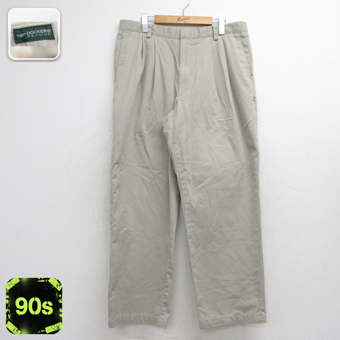 ドッカーズ パンツ ツータック ベージュ 実寸W36 | 古着