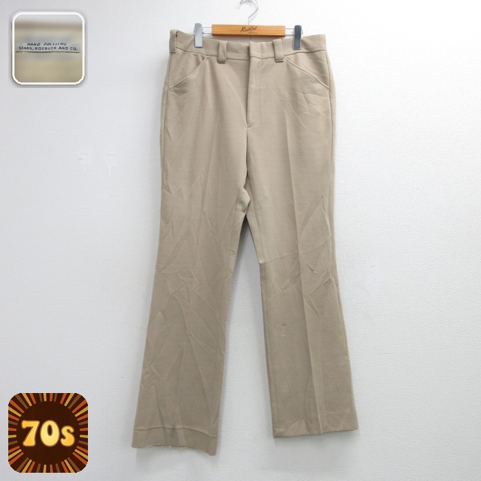 Sears 80s パンツ フレア ベージュ 実寸W34 | 古着