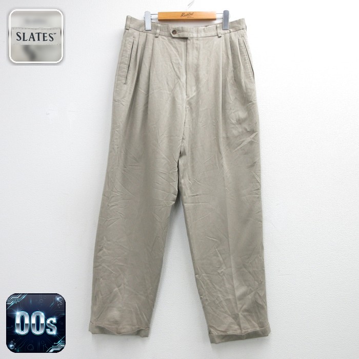 SLATES パンツ メンズ 00s ツータック スラックス ベージュ 実寸W34 | 古着
