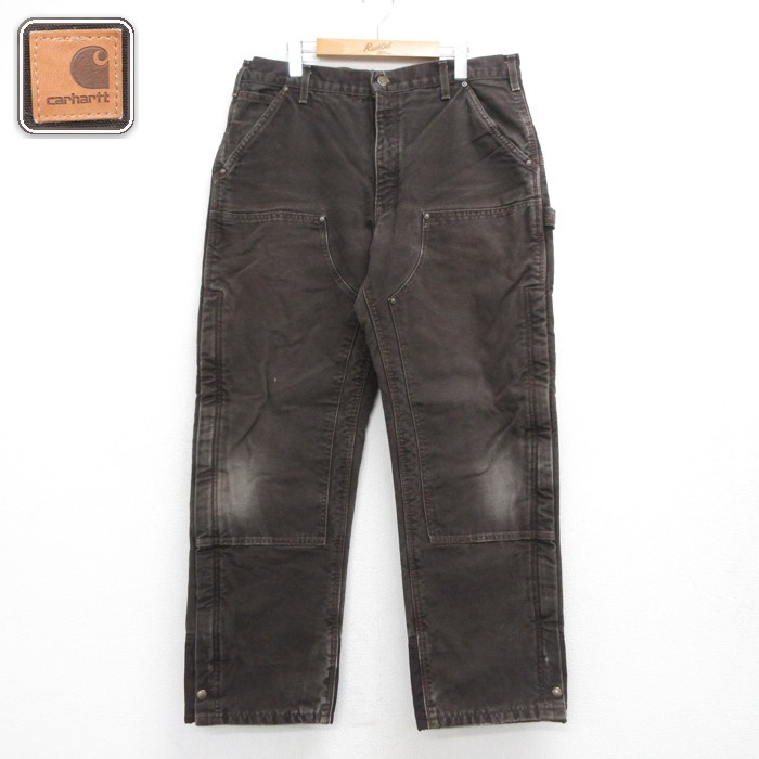 カーハート Carhartt パンツ メンズ ダブルニー ダック地 コットン ブラウン 実寸W36 | 古着