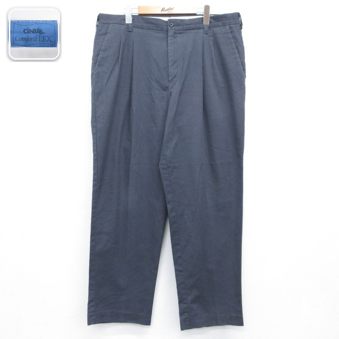 CINTAS ワークパンツ ツータック フランネル グレー 実寸W38 | 古着