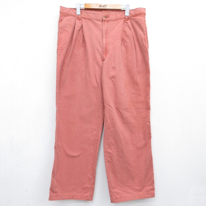 実寸W36 90s パンツ ツータック レッド | 古着