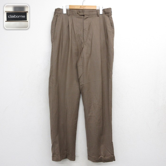 claiborne パンツ メンズ カシミア カシミヤ ウール ブラウン 実寸W34 | 古着