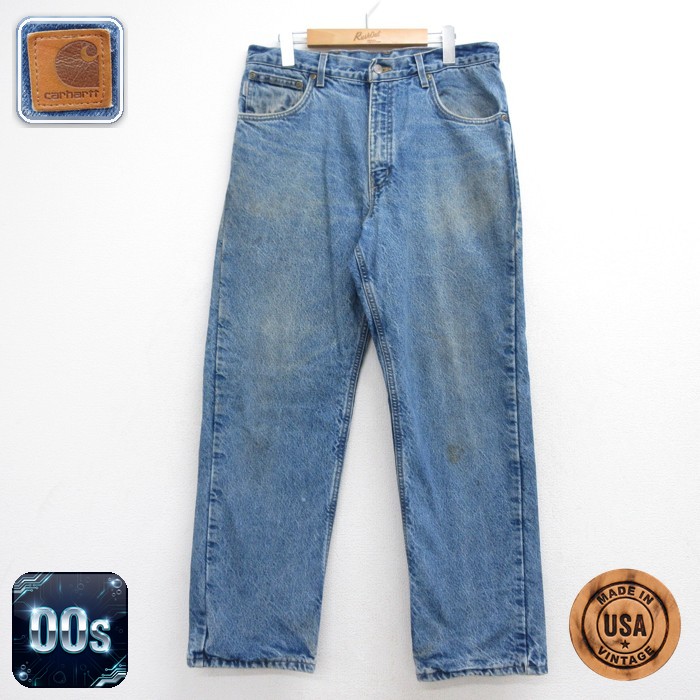 カーハート 00s ジーンズ フランネル ネイビー 実寸W34 | 古着