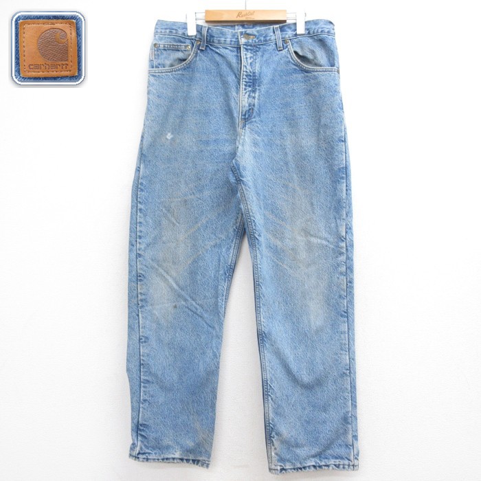 カーハート Carhartt パンツ メンズ ジーンズ フランネル コットン ネイビー デニム 実寸W36 | 古着