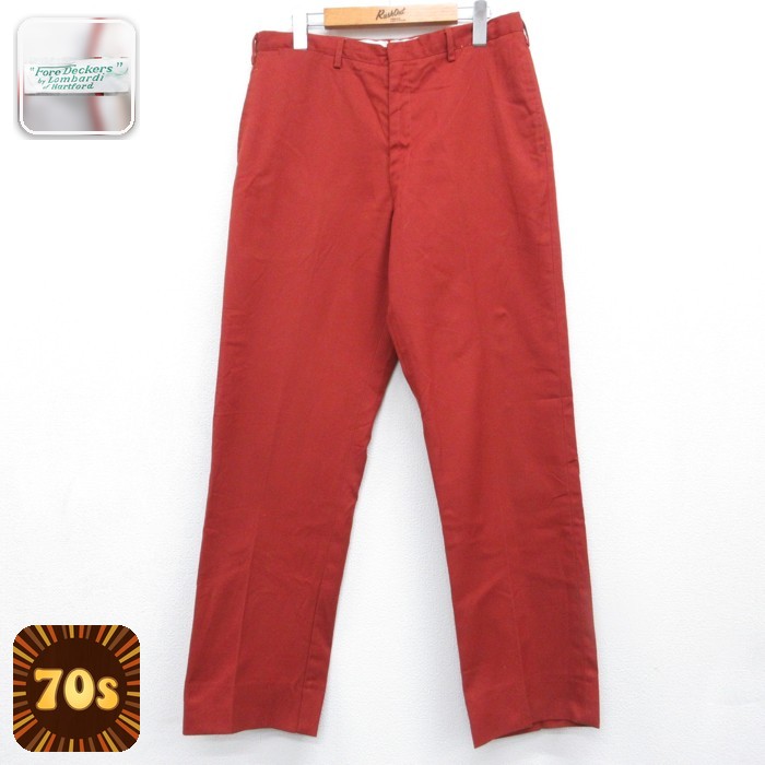Fore Deckers パンツ メンズ 70s タロン コットン レッド 実寸W33 | 古着