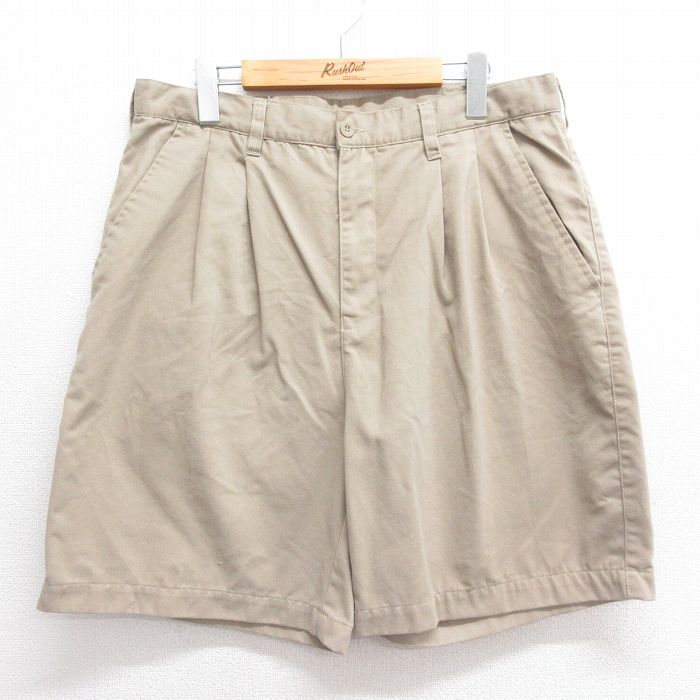 W35★古着 ベーシックエディションズ ショート パンツ ショーツ メンズ 00年代 00s ベージュ カーキ 24may28 中古 ボトムス 短パン ショーパン ハーフ
