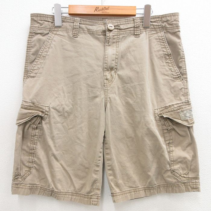 W36★古着 ユニオンベイ ショート カーゴ パンツ ショーツ メンズ ベージュ カーキ 24may30 中古 ボトムス 短パン ショーパン