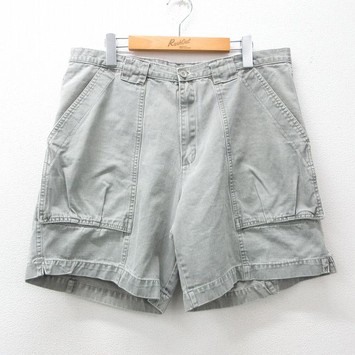 W36★古着 ショート ベイカー パンツ ショーツ メンズ 00年代 00s コットン 緑系 グリーン 24jun29 中古 ボトムス 短パン ショーパン