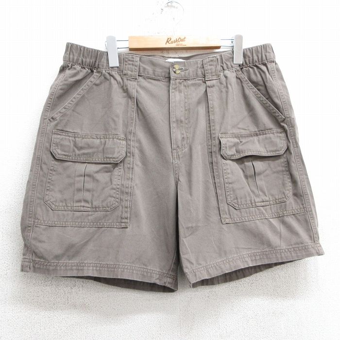 W37★古着 ショート ブッシュ パンツ ショーツ メンズ コットン 茶系 ブラウン 25mar31 中古 ボトムス 短パン ショーパン