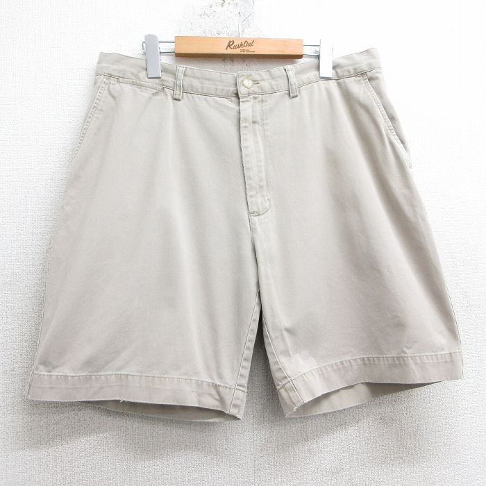 W35★古着 ラルフローレン Ralph Lauren ブランド ショート チノ パンツ チノパン ショーツ メンズ 90年代 90s コットン ベージュ カーキ 25mar31 中古 ボトムス 短パン ショーパン