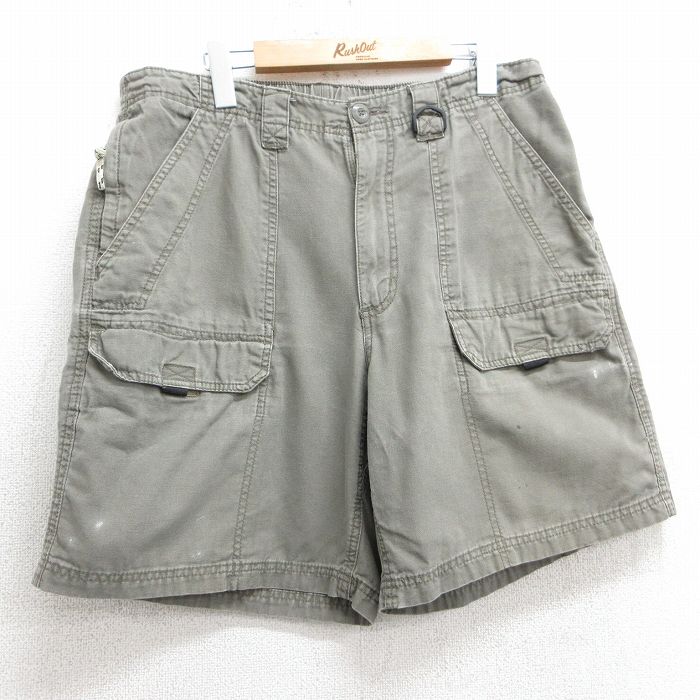 【50%OFF】W35★古着 ラングラー Wrangler ショート カーゴ パンツ ショーツ メンズ コットン 茶系 ブラウン 25mar31 中古 ボトムス 短パン ショーパン