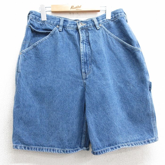 W32★古着 ルート66 ショート ペインター パンツ ショーツ メンズ 00年代 00s コットン 紺 ネイビー デニム 25mar31 中古 ボトムス 短パン ショーパン