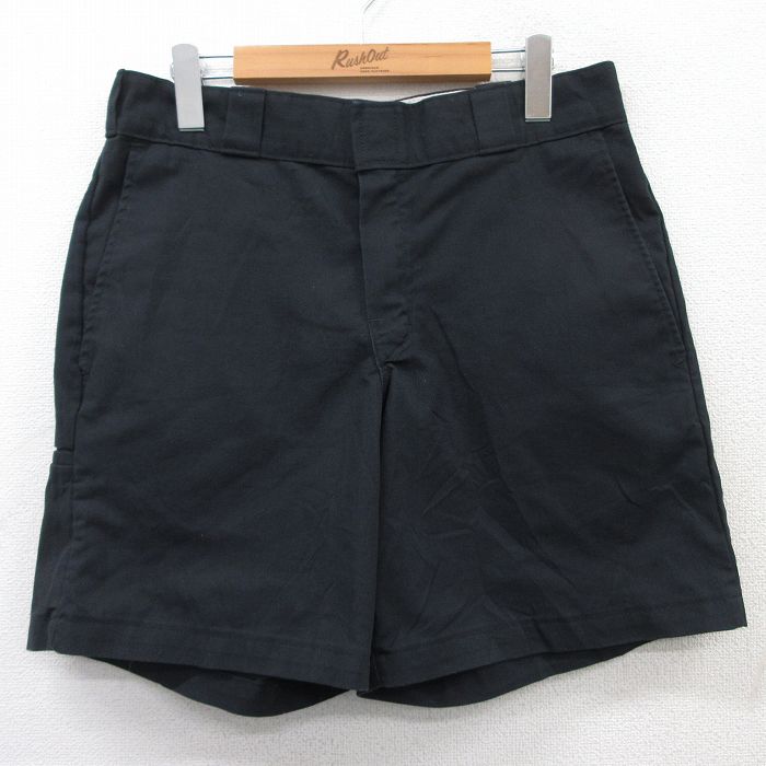 W32★古着 ディッキーズ Dickies ショート ワーク パンツ ショーツ メンズ 黒 ブラック 25apr01 中古 ボトムス 短パン ショーパン