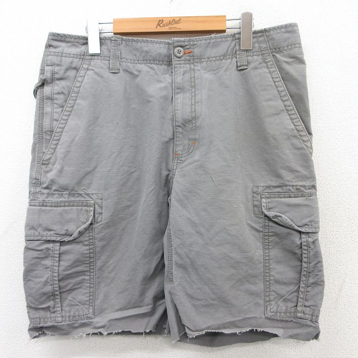 【50%OFF】W35★古着 エルエルビーン LLBEAN ショート カーゴ パンツ ショーツ メンズ 00年代 00s コットン グレー 25apr01 中古 ボトムス 短パン ショーパン