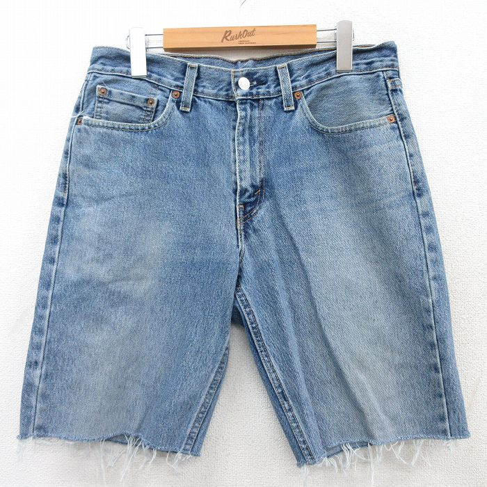 W32★古着 リーバイス Levis 550 ショート パンツ ショーツ メンズ コットン 紺 ネイビー デニム 25apr01 中古 ボトムス 短パン ショーパン ハーフ