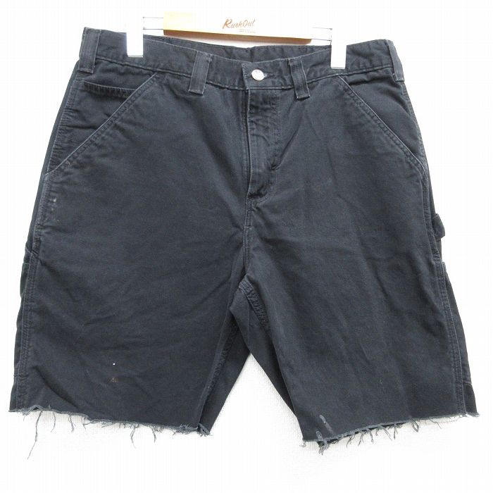 W33★古着 カーハート Carhartt ショート ペインター パンツ ショーツ メンズ コットン 黒 ブラック 25apr02 中古 ボトムス 短パン ショーパン