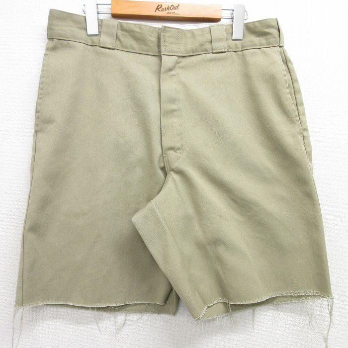 W34★古着 ディッキーズ Dickies ショート ワーク パンツ ショーツ メンズ 874 ベージュ カーキ 25apr02 中古 ボトムス 短パン ショーパン