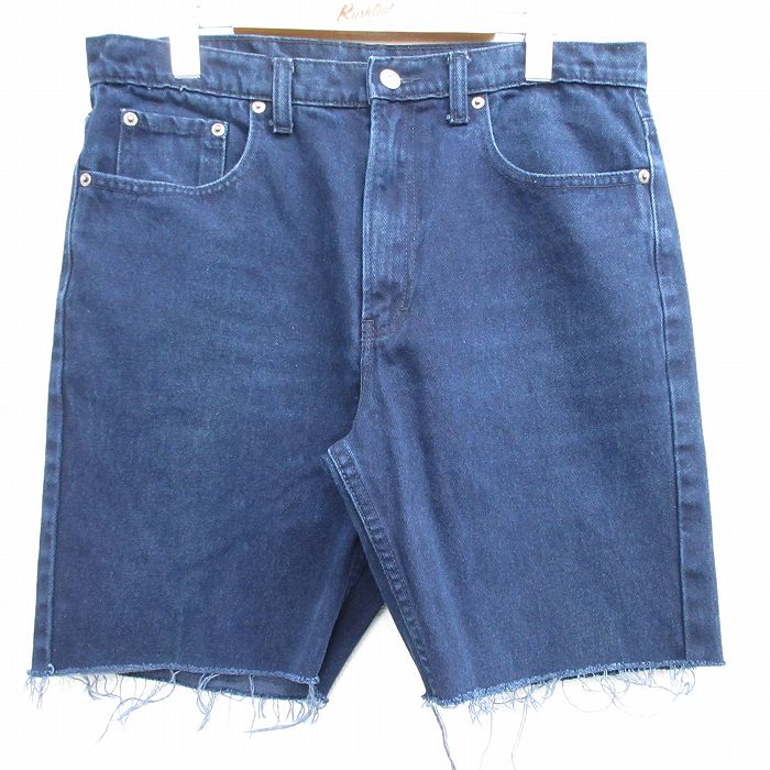 【50%OFF】W33★古着 ジョーダッシュ ショート パンツ ショーツ メンズ コットン 濃紺 ネイビー デニム 25apr02 中古 ボトムス 短パン ショーパン ハーフ